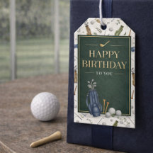Aquarelle motif de golf bleu vert Joyeux Anniversa