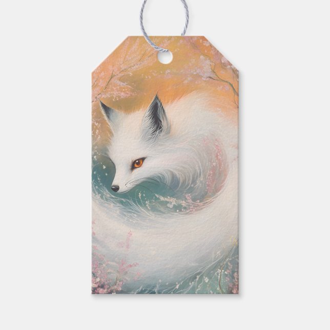 Étiquettes-cadeau Aquarelle Mystic Bloom Spring Fox (Devant)