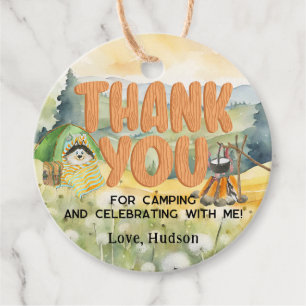 Étiquettes Cadeau Aquarelle Nature mignonne Camping Chien Merci