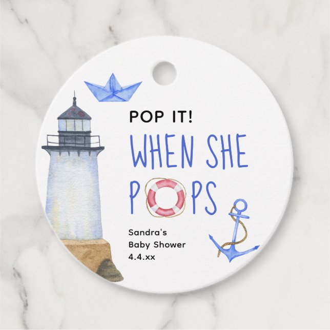 Étiquettes Cadeau Aquarelle nautique - quand elle popote (Devant)