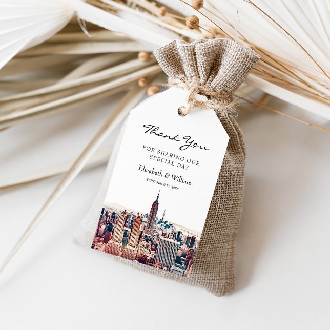 Étiquettes-cadeau Aquarelle New York City Skyline Favoriser le Merci (Stunning Watercolor NYC Skyline Favor Tags - Perfect Thank You Gift for Any Event)