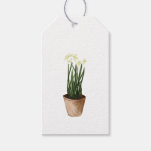 Étiquettes-cadeau Aquarelle Noël Poted Paperblancs Plante