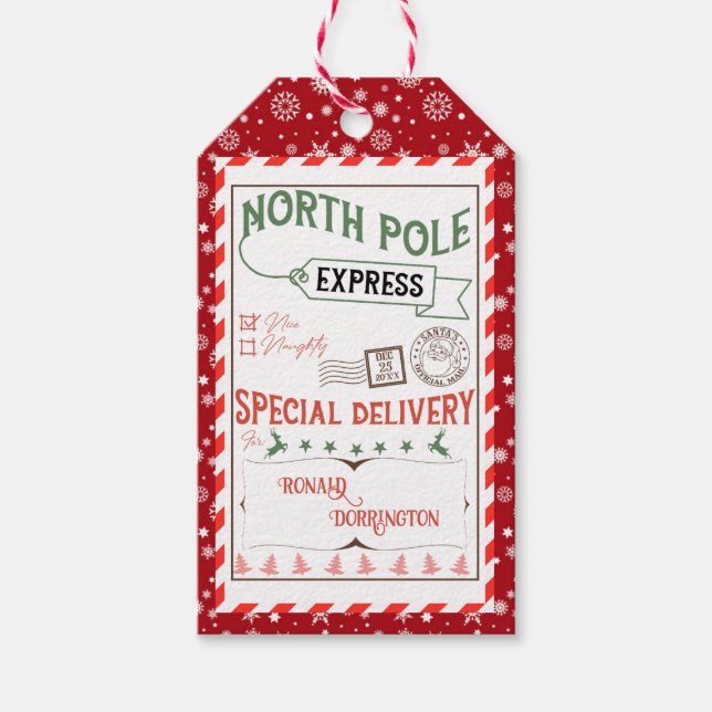 Étiquettes-cadeau Aquarelle Noël Vacances de Père Noël cadeau présél (Devant)