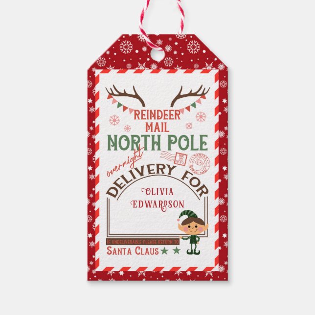 Étiquettes-cadeau Aquarelle Noël Vacances de Père Noël cadeau présél (Devant)