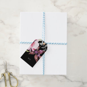 Étiquettes-cadeau Aquarelle noire Elégante Belle Mariage