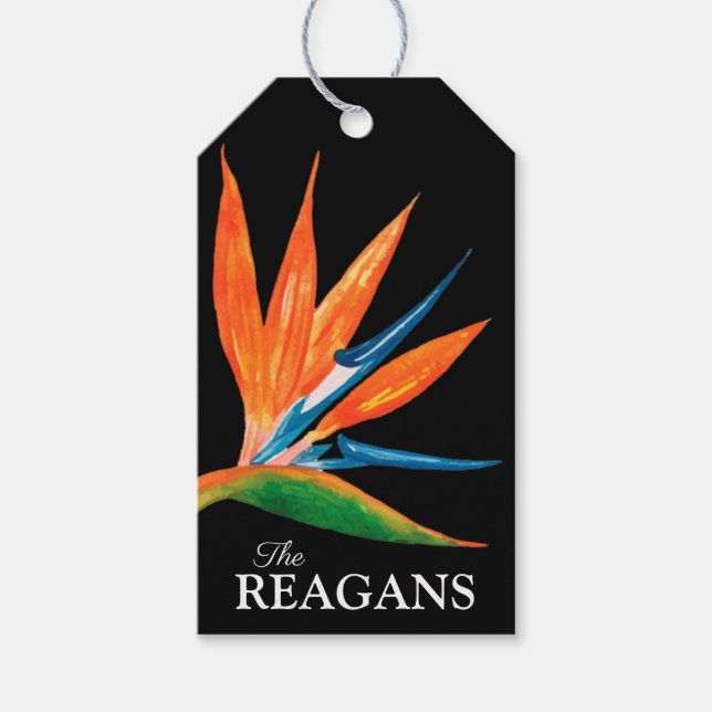 Étiquettes-cadeau Aquarelle Oiseau de Paradis Sac personnalisé Faveu (Devant)