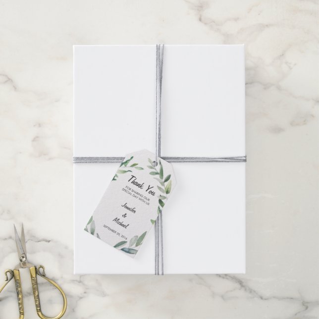 Étiquettes-cadeau Aquarelle olivier branche feuille mariage Merci (Avec de la ficelle)