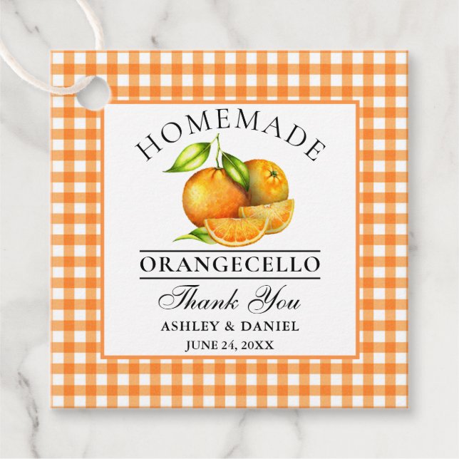 Étiquettes Cadeau Aquarelle Oranges Orangecello Mariage Merci (Devant)