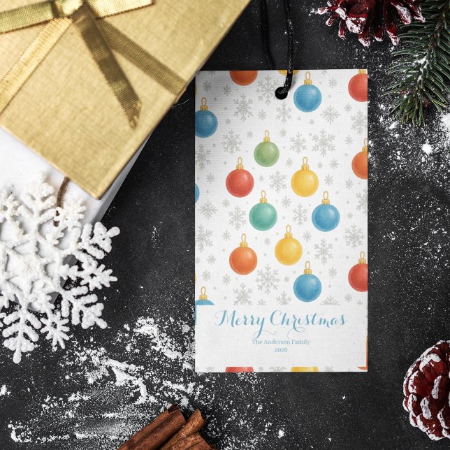 Étiquettes-cadeau Aquarelle - Ornements de Noël et flocons de neige  (Créateur téléchargé)