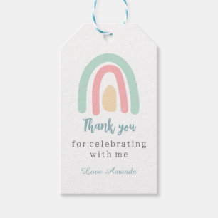 Étiquettes-cadeau Aquarelle pastel boho arc-en-ciel Merci d'annivers