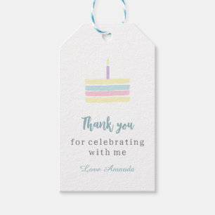 Étiquettes-cadeau Aquarelle pastel boho cake Anniversaire Merci