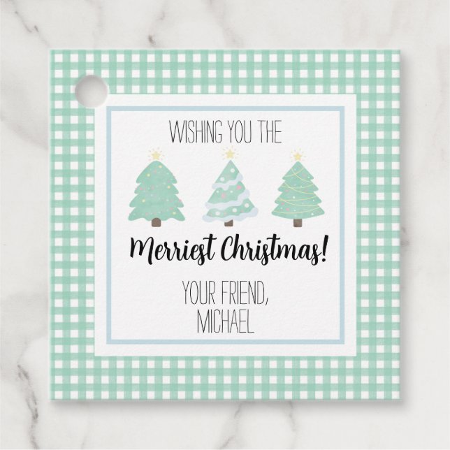 Étiquettes Cadeau Aquarelle Pastel Tree Teacher Carte Cadeau de Noël (Devant)