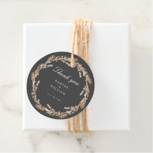 Étiquettes Cadeau Aquarelle pêche/ mariage de courroie florale gris