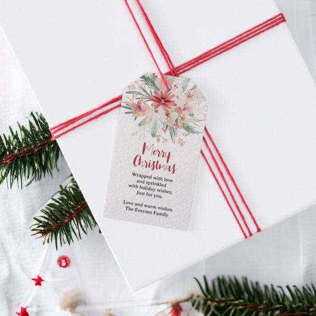 Étiquettes-cadeau Aquarelle peinte à la main Noël botanique (Hand Painted Watercolor Botanical Christmas Gift Tags)