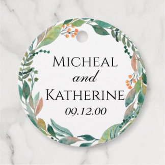 Étiquettes Cadeau Aquarelle personnalisée couronne botanique