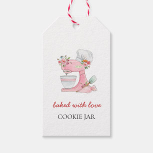Étiquettes-cadeau Aquarelle Pink Cake mixer boulangerie
