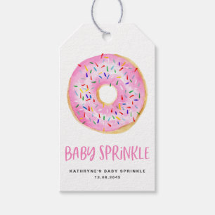 Étiquettes-cadeau Aquarelle Pink Donut Baby Sprinkl Merci