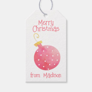 Étiquettes-cadeau Aquarelle Pink Orament Christmas Cadeaux Tags