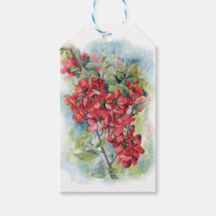 Étiquettes-cadeau Aquarelle pomme coing fleur fleurs arbre mariage