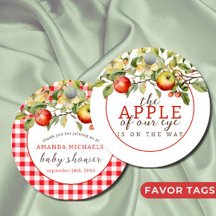 Étiquettes Cadeau Aquarelle Pomme de notre oeil Chute bébé Douche