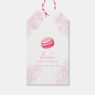 Étiquettes-cadeau Aquarelle rose Bonjour Bébé Macaron Baby shower