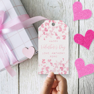 Étiquettes-cadeau Aquarelle rose Coeurs d'amour Saint-Valentin