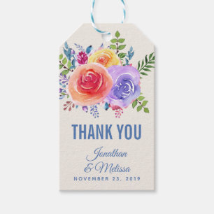 Étiquettes-cadeau Aquarelle Rose colorée Mariage floral Favoriser