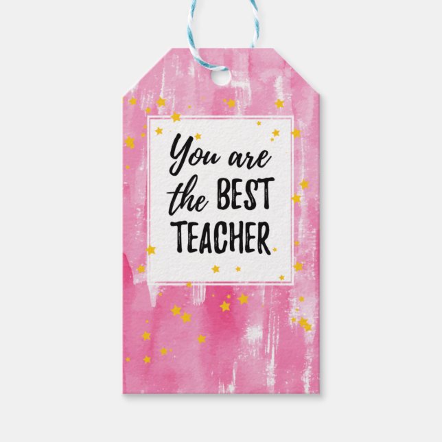 Étiquettes-cadeau Aquarelle rose mignonne Meilleure appréciation de  (Devant)