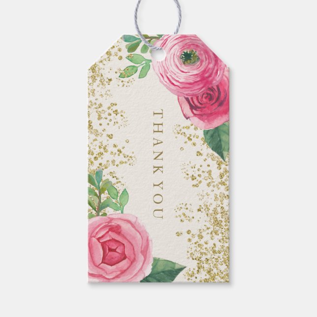 Étiquettes-cadeau Aquarelle rose Roses Mariage Faveur Cadeau Hang Ba (Devant)