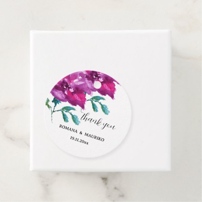 Étiquettes Cadeau Aquarelle Rose violet artistique peinte à la main (En situation)