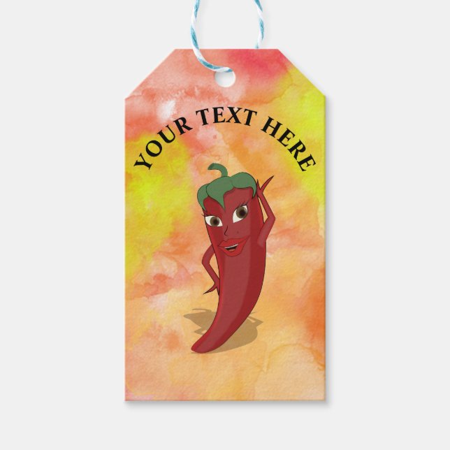 Étiquettes-cadeau Aquarelle rouge Hot Pepper Diva (Devant)