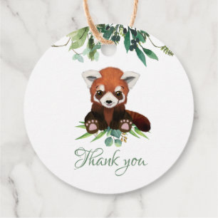 Étiquettes Cadeau Aquarelle rouge Panda Bear Baby shower neutre