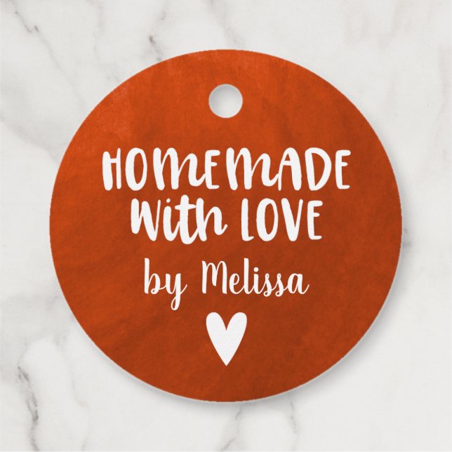 Étiquettes Cadeau Aquarelle Rouge Personnalisée Faite Maison Avec Am (Dos)