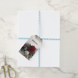 Étiquettes-cadeau Aquarelle Rouge Roses Vintage Goth Mariage