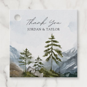 Étiquettes Cadeau Aquarelle Rustic Mountain Lake Wedding Favor Tags