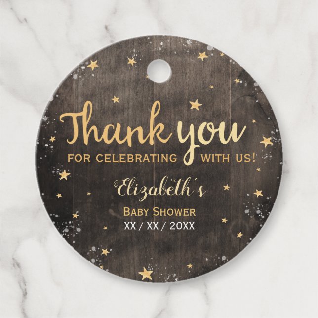 Étiquettes Cadeau Aquarelle scintillante unisex babyshower (Devant)