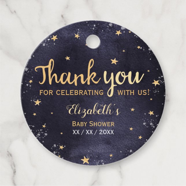 Étiquettes Cadeau Aquarelle scintillante unisex babyshower faveur (Devant)