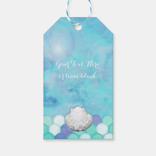 Étiquettes-cadeau Aquarelle Sirène Balances Anniversaire Fête Favori (Devant)