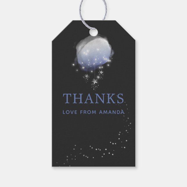 Étiquettes-cadeau Aquarelle Stars de nuit Sky Baby shower Merci (Devant)