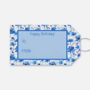 Étiquettes-cadeau Aquarelle Style Cornflower Type Fleur bleue
