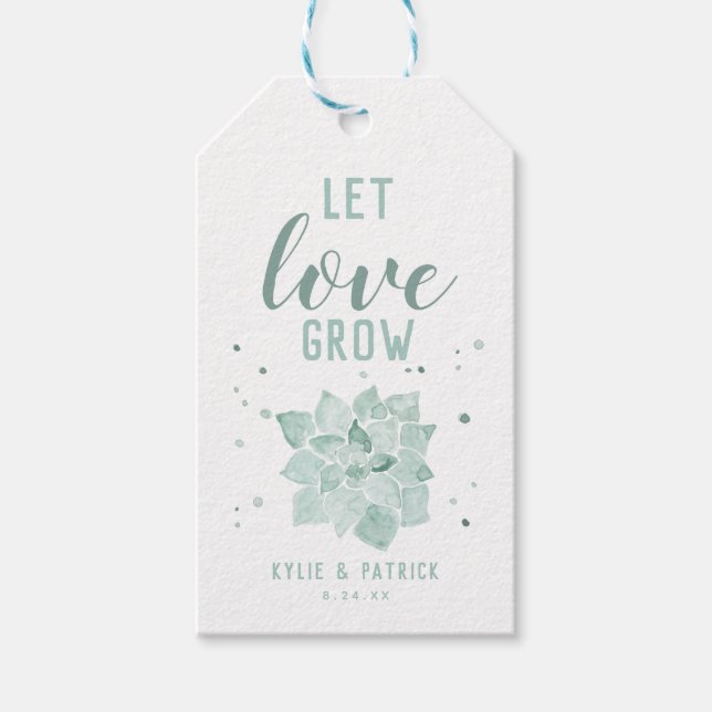 Étiquettes-cadeau Aquarelle Succulents laisser l'amour grandir maria (Devant)