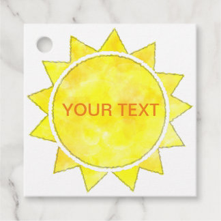 Étiquettes Cadeau Aquarelle Sun jaune Texte personnalisé