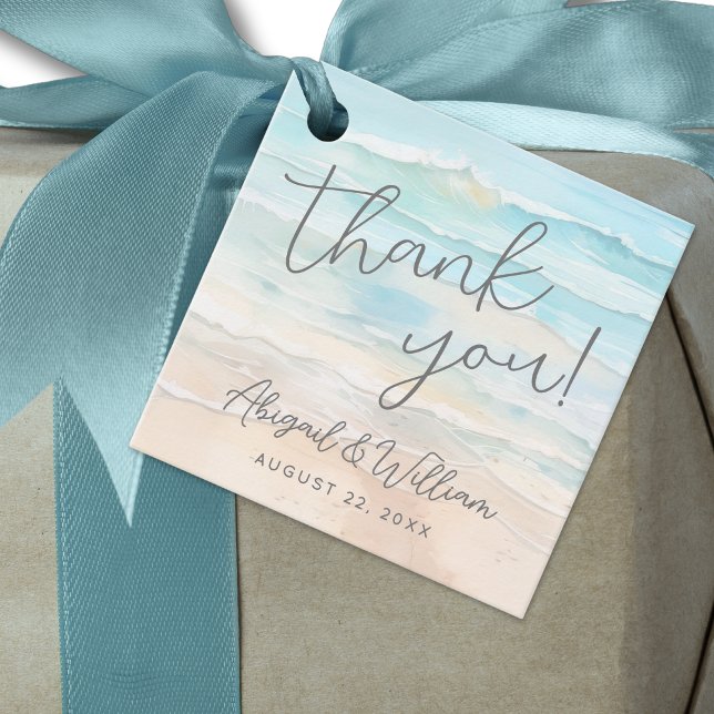 Étiquettes Cadeau Aquarelle Sur Le Mariage De Plage (Watercolor On The Beach Wedding Favor Tags)