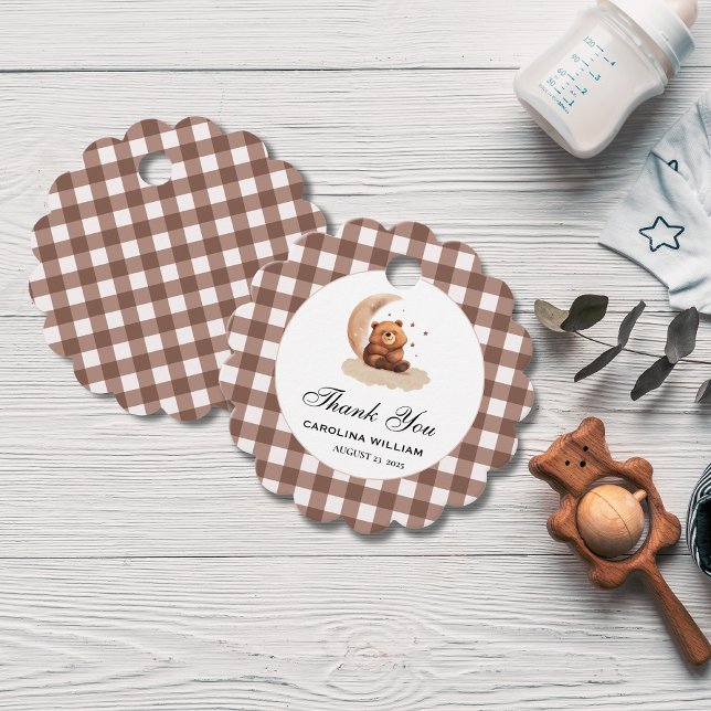 Étiquettes Cadeau Aquarelle Teddy ours baby shower neutre (Créateur téléchargé)