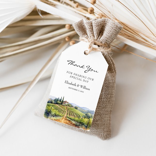 Étiquettes-cadeau Aquarelle Toscane Italie Destination Favoriser (Watercolor Tuscany Italy Destination Favor Gift Tags - Perfect for Destination Weddings)