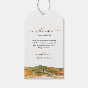 Étiquettes-cadeau Aquarelle Toscane Italie Skyline Mariage Bienvenue