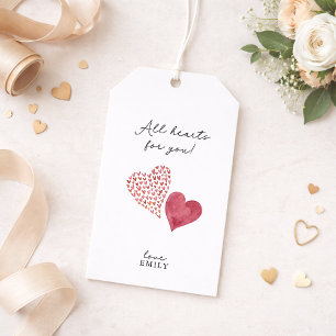 Étiquettes-cadeau Aquarelle tous les coeurs Valentine's Day Cadeaux 