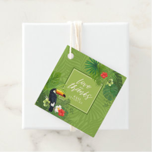 Étiquettes Cadeau Aquarelle Tropical avec Mariage Toucan Green ID577