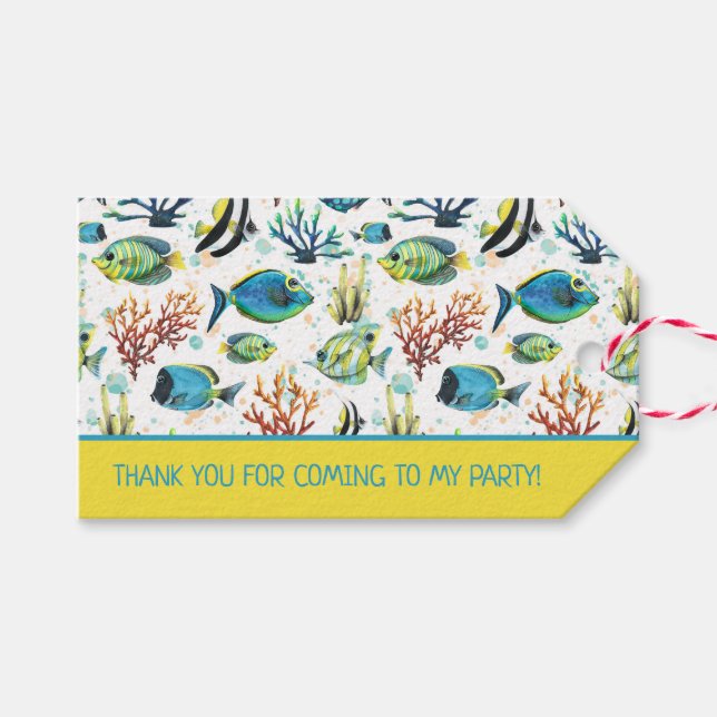 Étiquettes-cadeau Aquarelle Tropical Fish Personnalisé (Devant (Horizontal))