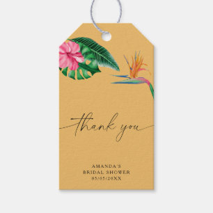 Étiquettes-cadeau Aquarelle Tropical Palm Géométrique merci